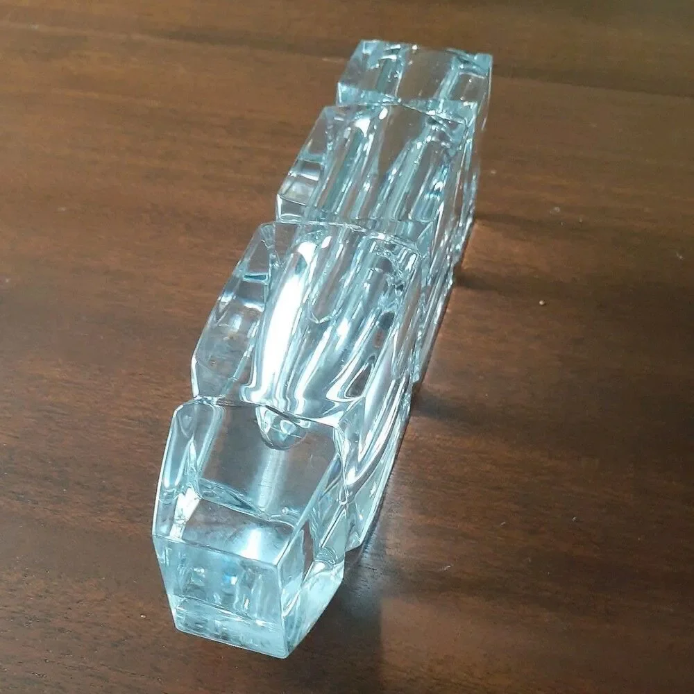 Heavy lead Crystal Bud Vase blocky Rectangular Shape glass flower vase block